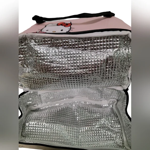 NWOT Hello Kitty Sanrio Pink and Khaki Insulated Lunch Bag Tote by Brivilas - Picture 4 of 5